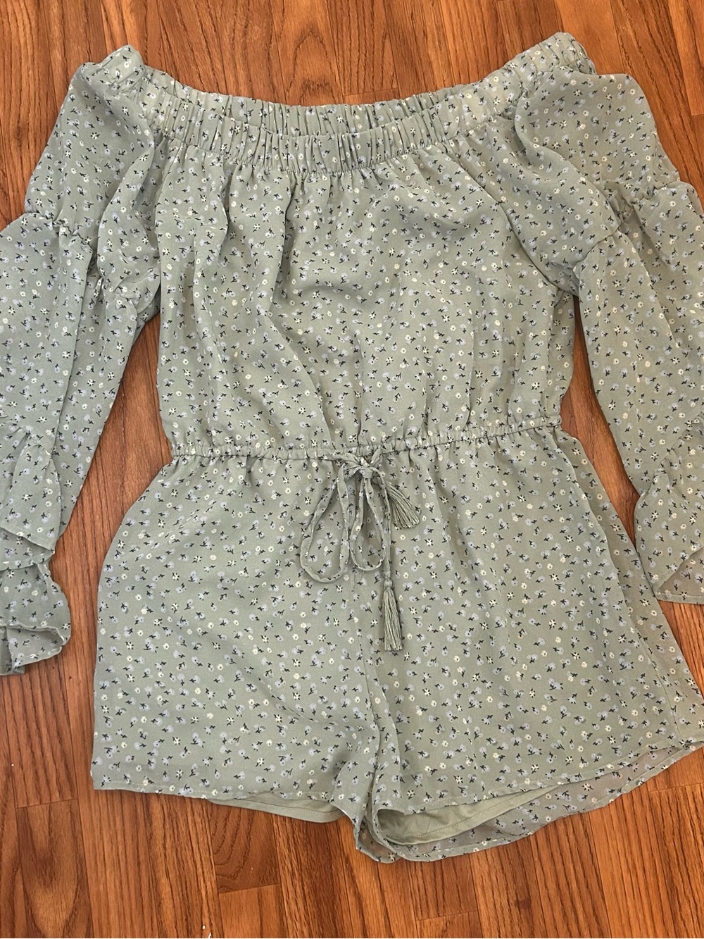 indulge Sage Green Floral Romper